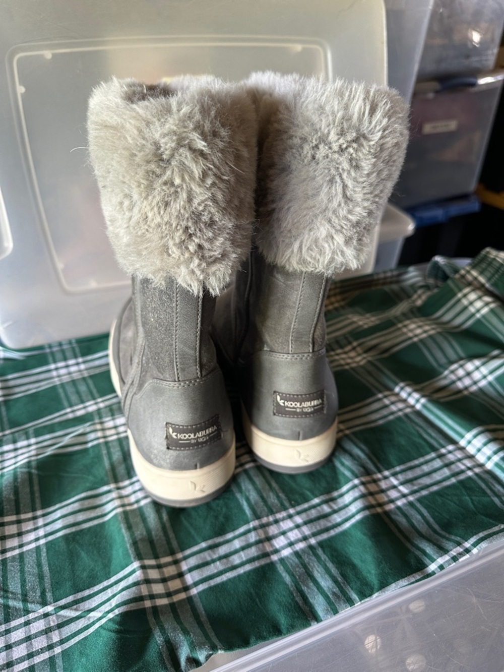 Koolaburra Gray Faux-Fur Cuff Zip Winter Boots